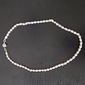 Vintage Freshwater Pearl Necklace Ivory Irregular Pearl Strand 22.5 Inch